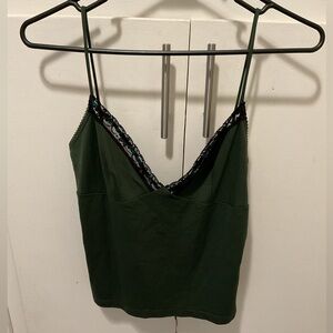 Kookai spaghetti strap green tank